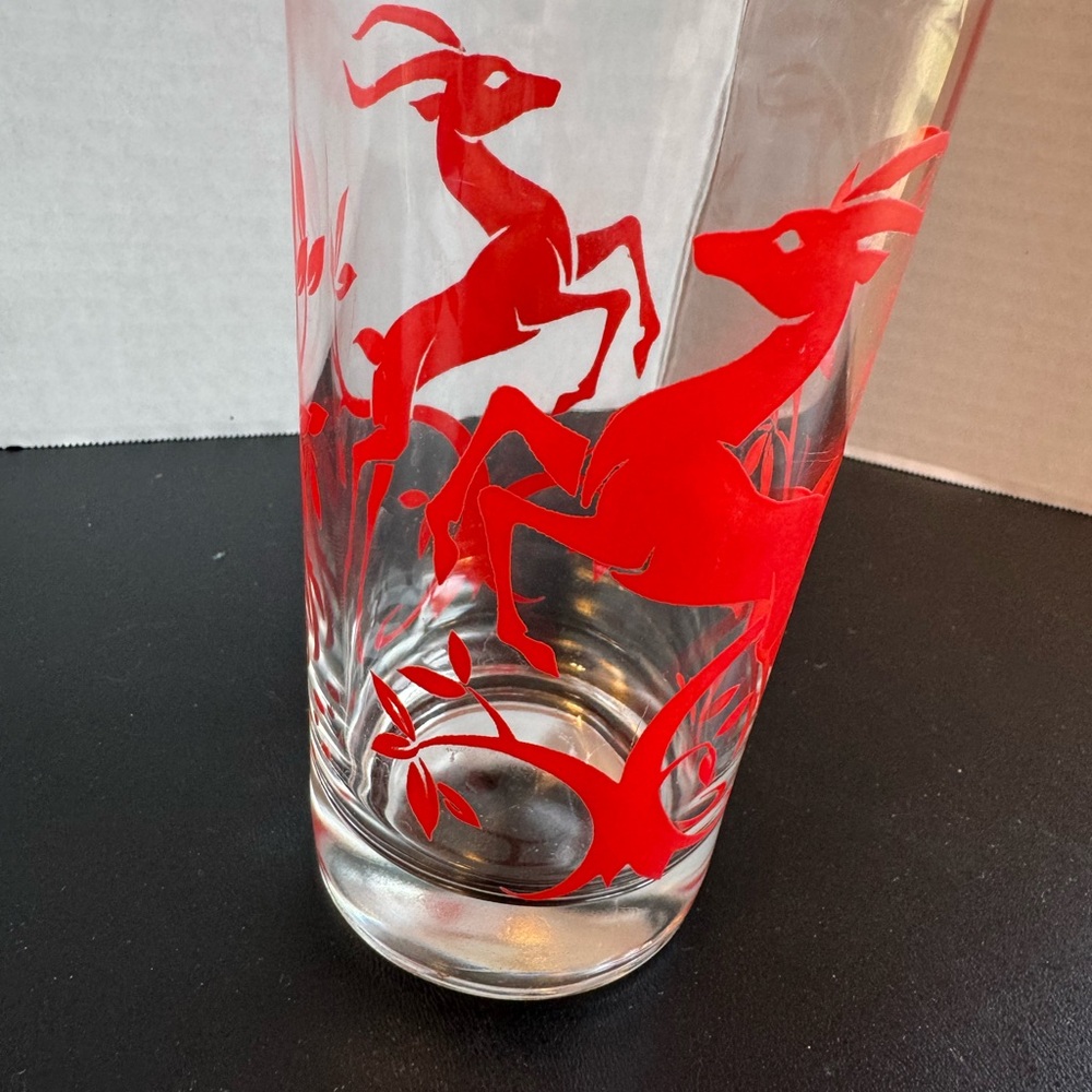 Vintage 1950’s Red Gazelle Print Glass Tumbler